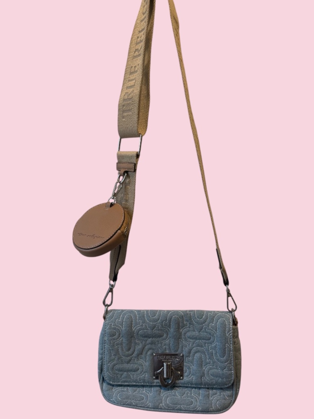 True Religion Quilted Denim Crossbody Bag
